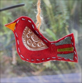 Felt & Tin Bird Ornament